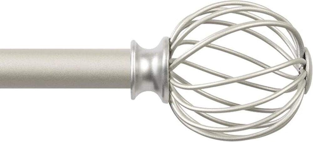 Kenney Fast Fit Swindell 5/8" Easy Install Curtain Rod 66 to 120 in Brushed Nick